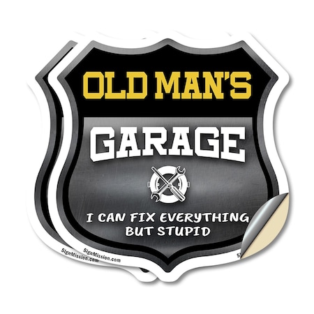 Signmission Old Man's Garage I Can Fix Everything But Stupid, 6 inch X 6 inch, Vinyl Decal, 2PK SHI-D-2PACK-6-490-OLD MAN