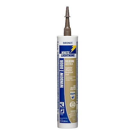 White Lightning Silicone Caulk, 6 " L, 8 " W, Bronze W31103510