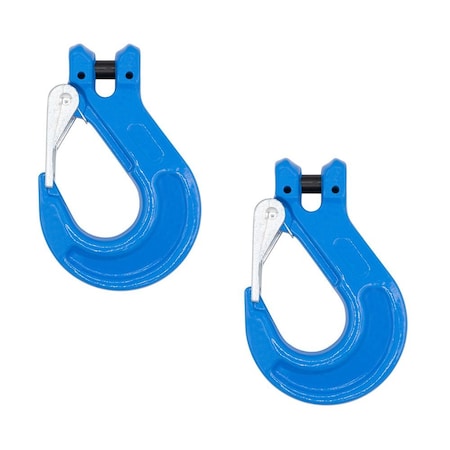 Mytee Products Heavy Duty Grade 100 1/2 in Clevis Sling Hook with Latch - 15000 LBS WLL, Blue, 2PK SH12-G100x2