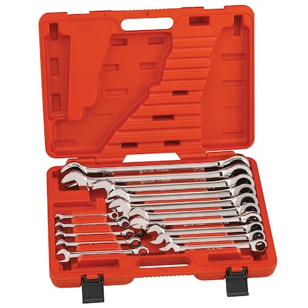 Genius Tools 15 Pc. SAE Combination Ratcheting Wrench Set GW-7715S