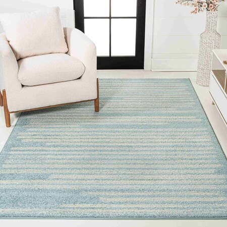 Jonathan Y Khalil Modern Berber Stripe Turquoise/Cream 8 ft. x 10 ft. Area Rug MOH207D-8