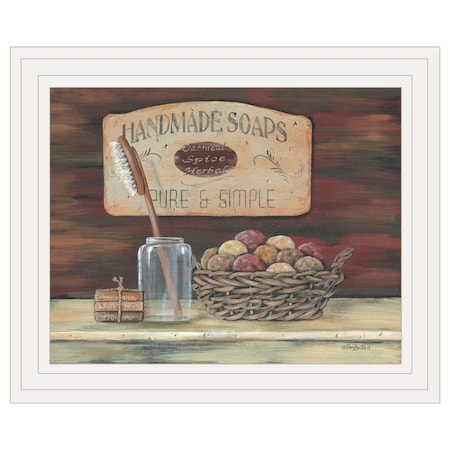 Homeroots HANDMADE SOAPS 4 White Framed Print Bathroom Wall Art 415291