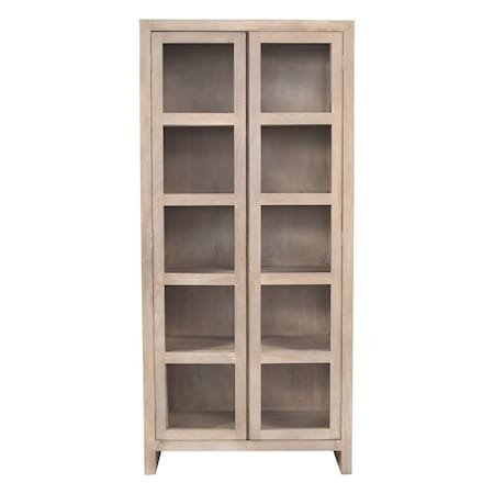 Homeroots 91in Ivory Distressed Solid Wood Frame Accent Cabinet With Two Doors 620845