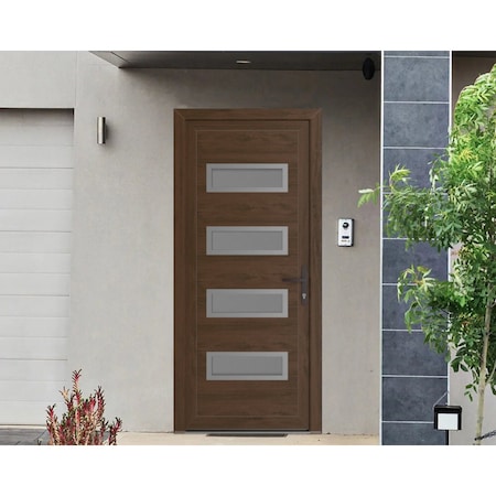 Vdomdoors Front Exterior Prehung Metal-Plastic Door, Manux 8113 Walnut, Office Commercial and Residential Doo MANUX8113EXD-WLN-W36xH80-LH