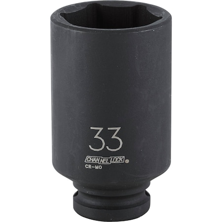 Channellock 1/2'' Drive 33 mm 6-Point Deep Metric Impact Socket 302934