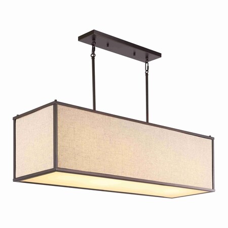 Jonathan Y Cole 42" 4-Light Minimalist Industrial Rectangular Linen Iron Linear LED Pendant, Oil Rubbed Bronze/B JYL1312A