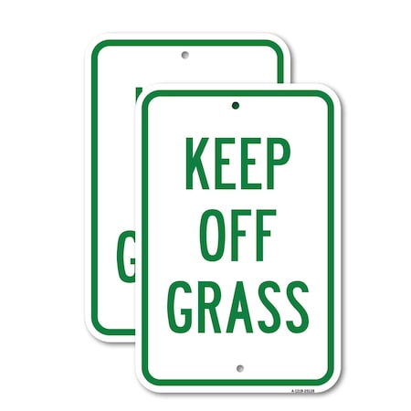 Signmission Keep Off Grass, 12'' X 18'' 2 Signs, Heavy Gauge Aluminum, 2PK A-1218-2PACK-25128