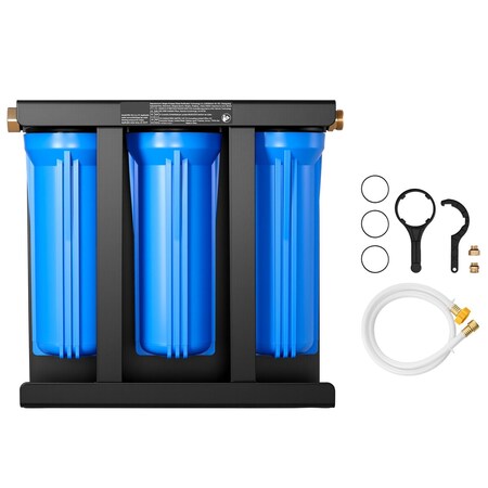 Vevor RV Water Filter System 3-Cartridge with Basket for Campers Boats RVs Vans PRS-102-LLL-FC