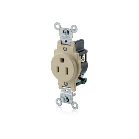 Leviton Commercial Grade Single Receptacle, 15 Amp, 125 Volt 5088-I