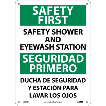 Nmc Safety First Shower And Eyewash Station Sign - Bilingual, M735RB M735RB