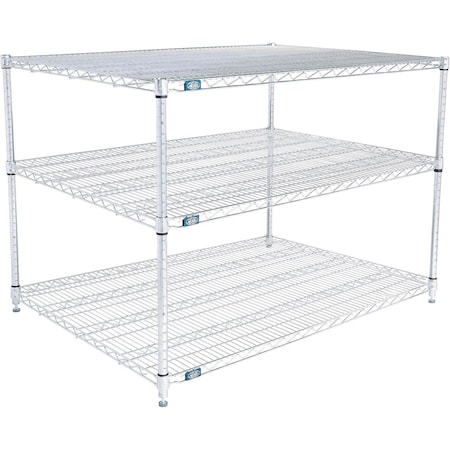 Global Industrial Nexel 3 Shelf, Stainless Steel Wire Shelving Unit, Starter, 48"W x 30"D x 34"H B3149766