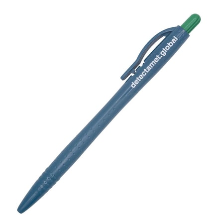 Detectamet Economy Retractable Pen, Green Ink, W/Clip, PK50 125-P01-I04