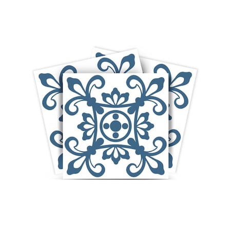 Homeroots 7" X 7" Teal And White Mosaic Peel And Stick Removable Tiles 399838