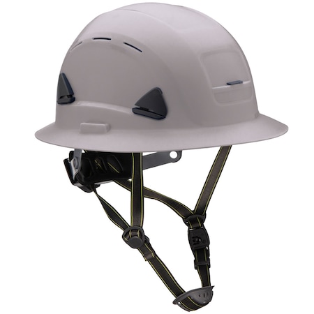 Fibre-Metal By Honeywell Type II Vented, Full Brim Industrial Climbing Helmet w/HDPE Shell, 8-Point Textile Suspension, Wheel R CSH13009