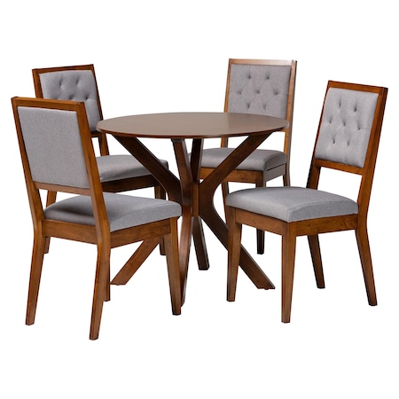 Baxton Studio Mana Modern Grey and Walnut Brown Wood 5-Piece Dining Set 254-12145-10891-ZORO