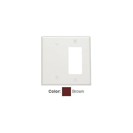 Leviton Combination Wallplate, Midway Size, Gang 2, Brown 80608