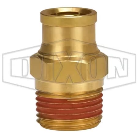 Dixon Push-In Connector, 3/8 x 3/8 in Nominal, MNPT x Tube, Brass, Domestic AQ68DOT6X6