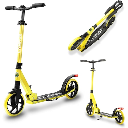 Campior Kick Scooter for Ages 6+, for Kids, Teens, and Adults, Max Load 240 LBS, Foldable, 8-inch Big Yellow CAMTE064