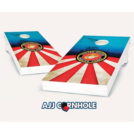 Mkf Collection By Mia K. Farrow AJJCornhole USMC Theme Cornhole Set with Bags - 8 x 24 x 48 in. AJ12969
