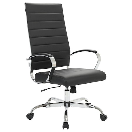 Leisuremod Benmar High-Back Leather Office Chair, Black BOT19BLL