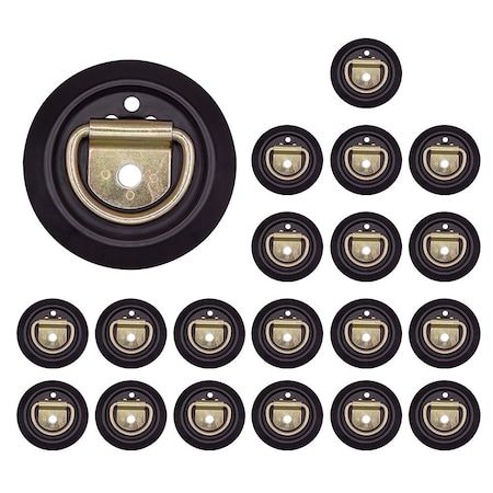 Mytee Products Flush Mount Recessed Anchor D-Ring Tie-Downs w/ Pan Fitting 1000 lbs WLL, 20PK D-Ring12-PFx20