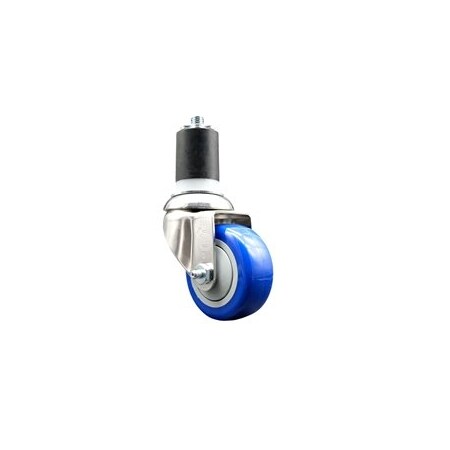 Service Caster 3 Inch 316SS Blue Polyurethane Wheel Swivel 1-3/4 Inch Expanding Stem Caster SCC-SS316EX20S314-PPUB-BLUE-134