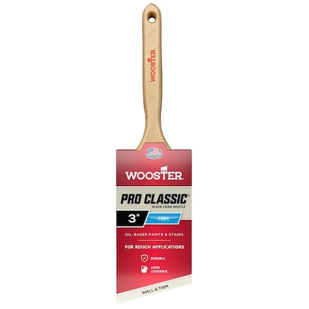 Wooster 3" Angle Sash Soft, Black China Bristle, Paint Brush, Sealed Maple Wood Handle Z1293-3