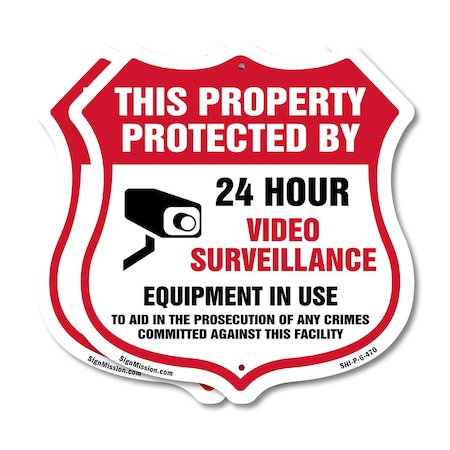 Signmission Video Surveillance Shield Sign This Prop, 6 inch X 6 inch, Plastic Sign, 2PK SHI-P-2PACK-6-470