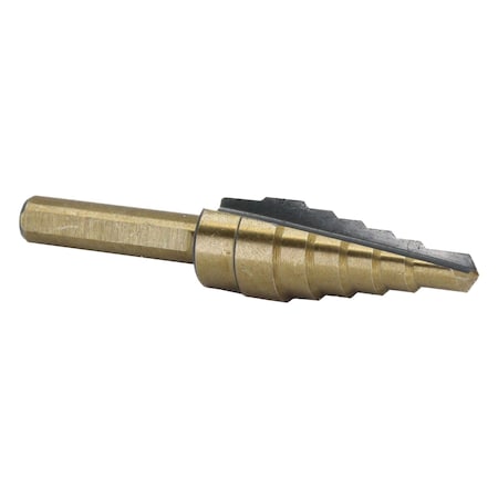Drill America No 2 HSS Black & Gold Step Drill Bit (3/16" - 1/2" by 1/16") STE2