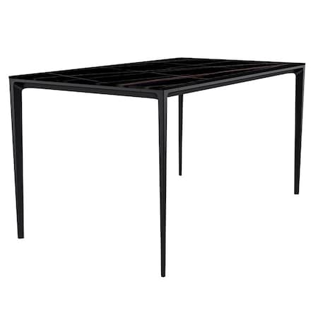 Leisuremod Rectangular 55.11 in W, 28.7 in L, Stone/Aluminum, Black/Gold ATBL-55BLG-S