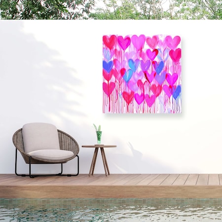 Trademark Fine Art Outdoor Canvas Art Jess Stempel 'Heart Drips 1' Wall Art for Patios, or Gardens GRL00635-OC3535WR