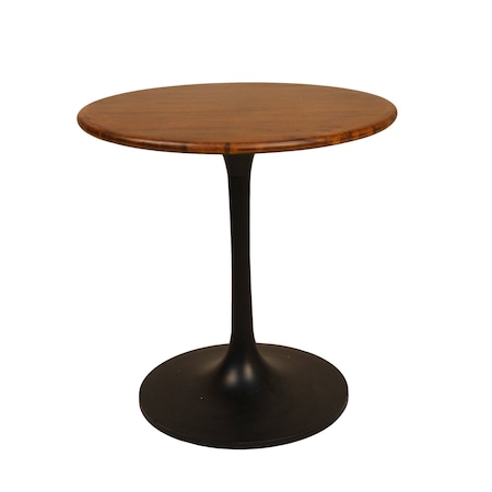 Homeroots 30" Brown And Black Rounded Solid Wood And Iron Pedestal Base Dining Table 517766