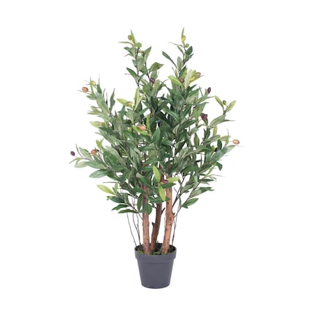 Dare2Decor 30 in. Artificial Green Olive Tree in Black Plastic Pot DA2676041