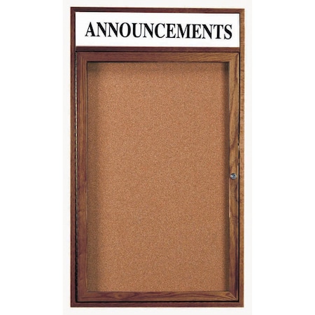Aarco Enclosed Bulletin Board Red Oak Frame Walnut Stained, 48''Hx36''W WBC4836RH