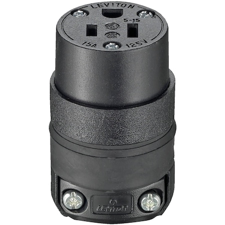 Leviton 15A 125V 3-Wire 2-Pole Rough Use Cord Connector 000-515CR