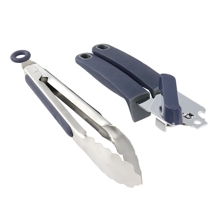 Oster Bluemarine 2 Piece Stainless Steel Can Opener and Tongs Set in Navy Blue 137548.02