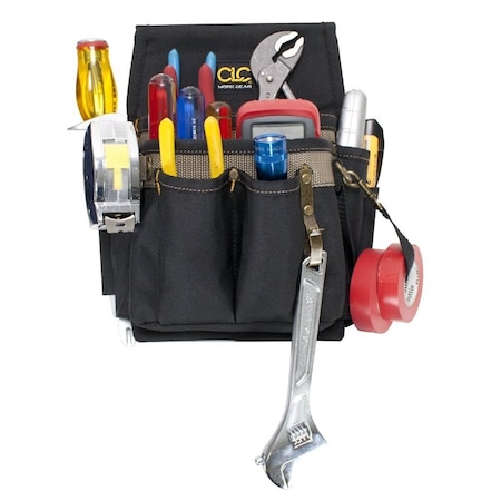 Clc Tool Works Series Tool Pouch, 10-Pocket, Polyester, Black/Tan, 7-1/2 in W, 11 in H 1505