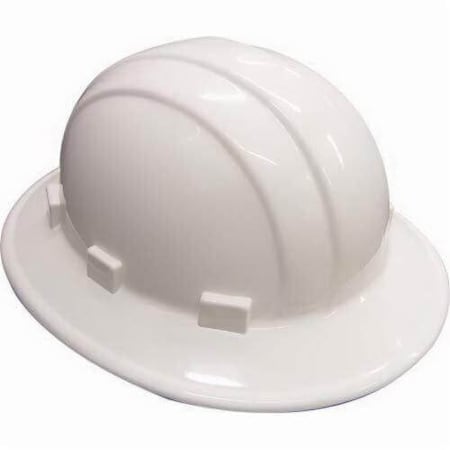 Erb Safety Full Brim Hard Hat, 6-1/2 Fits Mini Hat, 8 Fits Max Hat, HDPE WEL19911WH