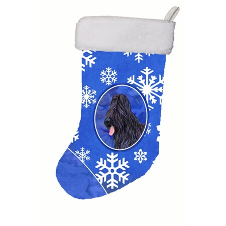 Carolines Treasures 11 W x 8 H in. Briard Winter Snowflakes Christmas Stocking SS4627-CS