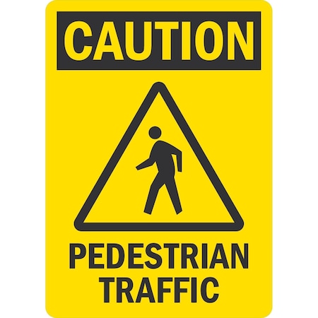 Lyle Caution Pedestrian Traffic (W/Sym), 10x14, Non-Reflective, Yellow G-1350-ND_10x14