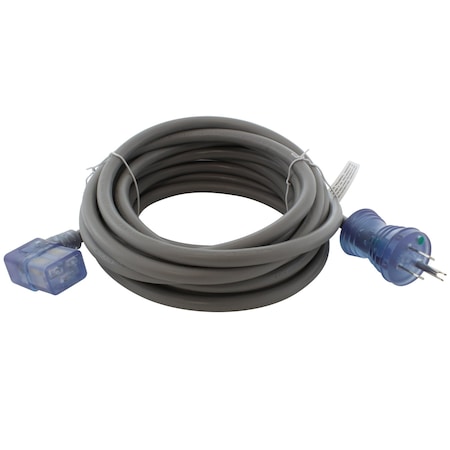 Ac Works Medical Grade Power Cord, 20 ft 5-15P to Right Angle C19, 15A Green Dot MD15ARC19-240