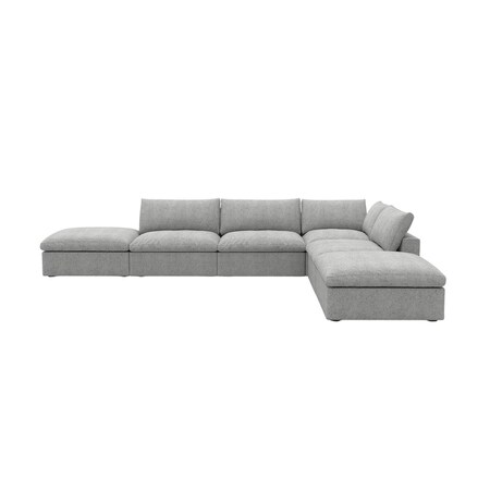 Homeroots 160" Light Gray Linen Blend Modular Sofa With Ottoman And Storage 714568