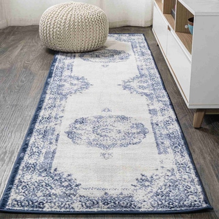Jonathan Y Rosalia Cottage Medallion Dark blue/Ivory 2 ft. x 8 ft. Runner Rug MDP403A-28