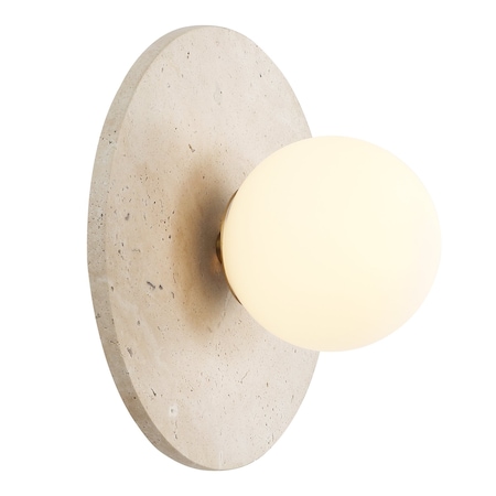 Jonathan Y Tivoli 9.75" Modern Minimalist 1-Light Ovoid Travertine LED Wall Sconce, Light Brown JYL5901A
