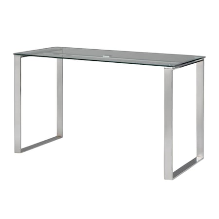 Homeroots 47" Clear and Silver Glass and Metal Computer Desk 554210