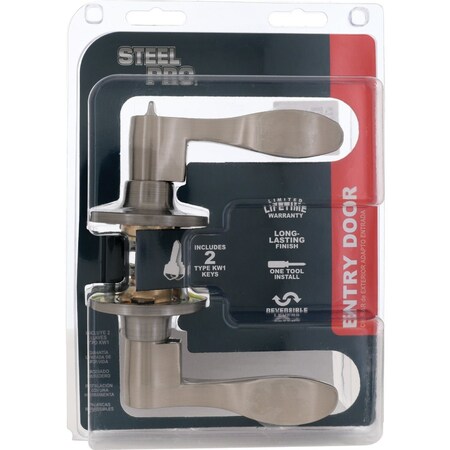 Steel Pro Brushed Nickel Wave Entry Door Lever LC2X200B