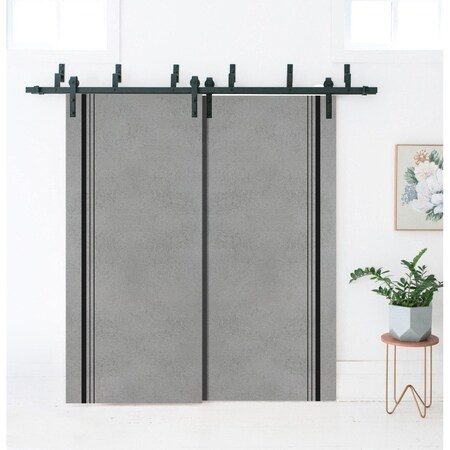 Sartodoors Slab Barn Door Panel, Planum 0011 Concrete and Aluminum Strips, Sturdy Finished Flush Modern Doors,  PLANUM0011S-BTN-36