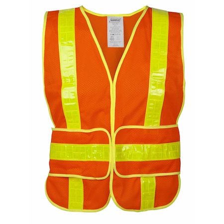 Ironwear Hi-Vis Safety Vest 2XL/4XL Class 2 Chevron Back, , Hook & Loop w/Wraparound Closure 0 Pockets 1288-O-2XL-4XL