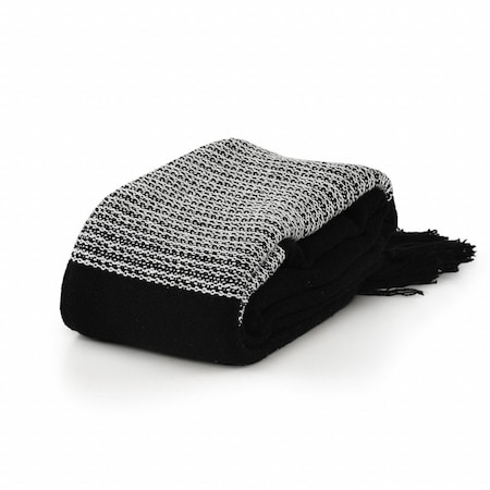 Homeroots Black and White Woven Cotton Checkered Throw Blanket 516565