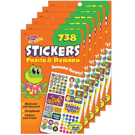 Trend Praise & Reward Sticker Pad, 738 Sticker Per Pad, 6PK T5011